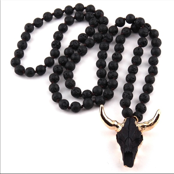 Jewelry - Boho Bliss!! Black Lava Steer Necklace